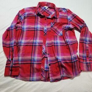 ORVIS Long Sleeve Button Down Hi-low Hem Plaid Flannel Shirt Size XL